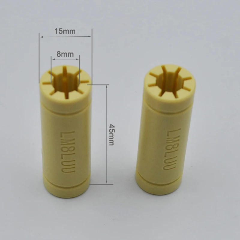 جلبة البوليمر الصلبة LM8LUU المحامل الخطية ، محامل بلاستيكية ، 8 قطر داخلي ، Prusa لـ Mendel ، حركة CNC DIY ، 8 15x45 ، 10