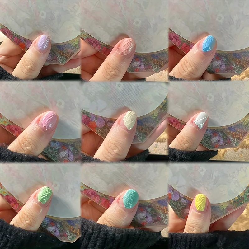 9색, 9칸 네일 폴리쉬 - 마카롱 유화 크림 스타일 - 무광 마감 - 3D 네일 아트 - 번짐 방지 두꺼운 젤 폴리쉬 - Ge