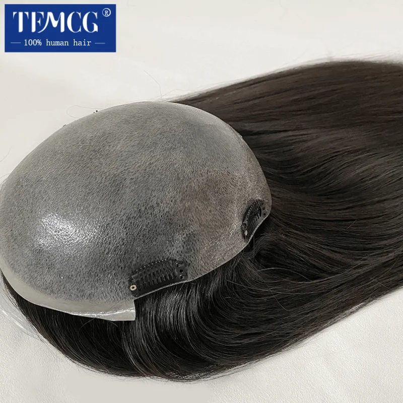 Topper für Frauen injiziert Polyskin Haar Topper menschliches Haar chinesische Nagel haut Remy Haar teile für Frauen 14 "16" Toupet Frauen