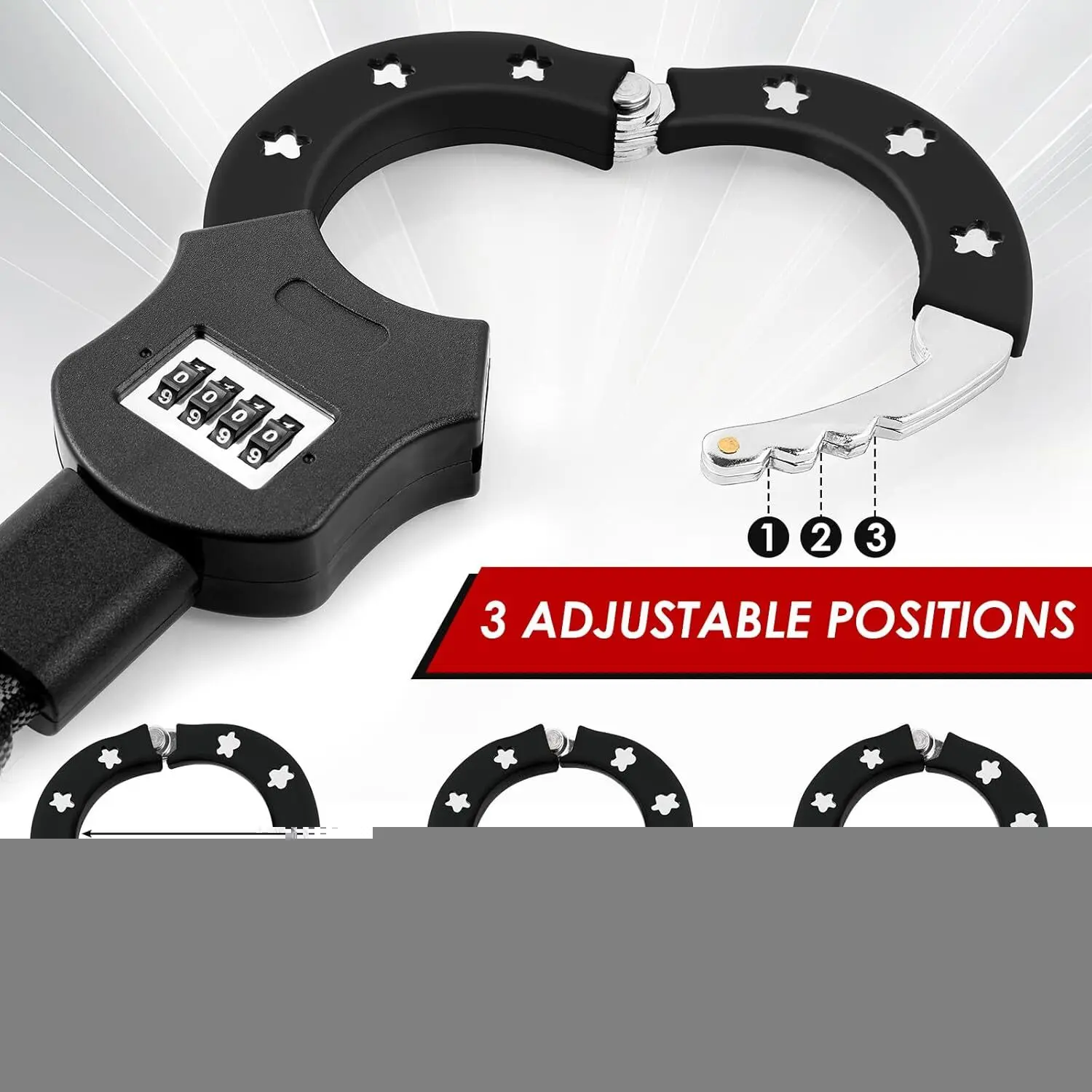 E-Scooter Security Locks Chain Link Handcuff Lock 93cm Lang E Scooter Lock with Combination Code w/ 3L Waterproof Bag Black