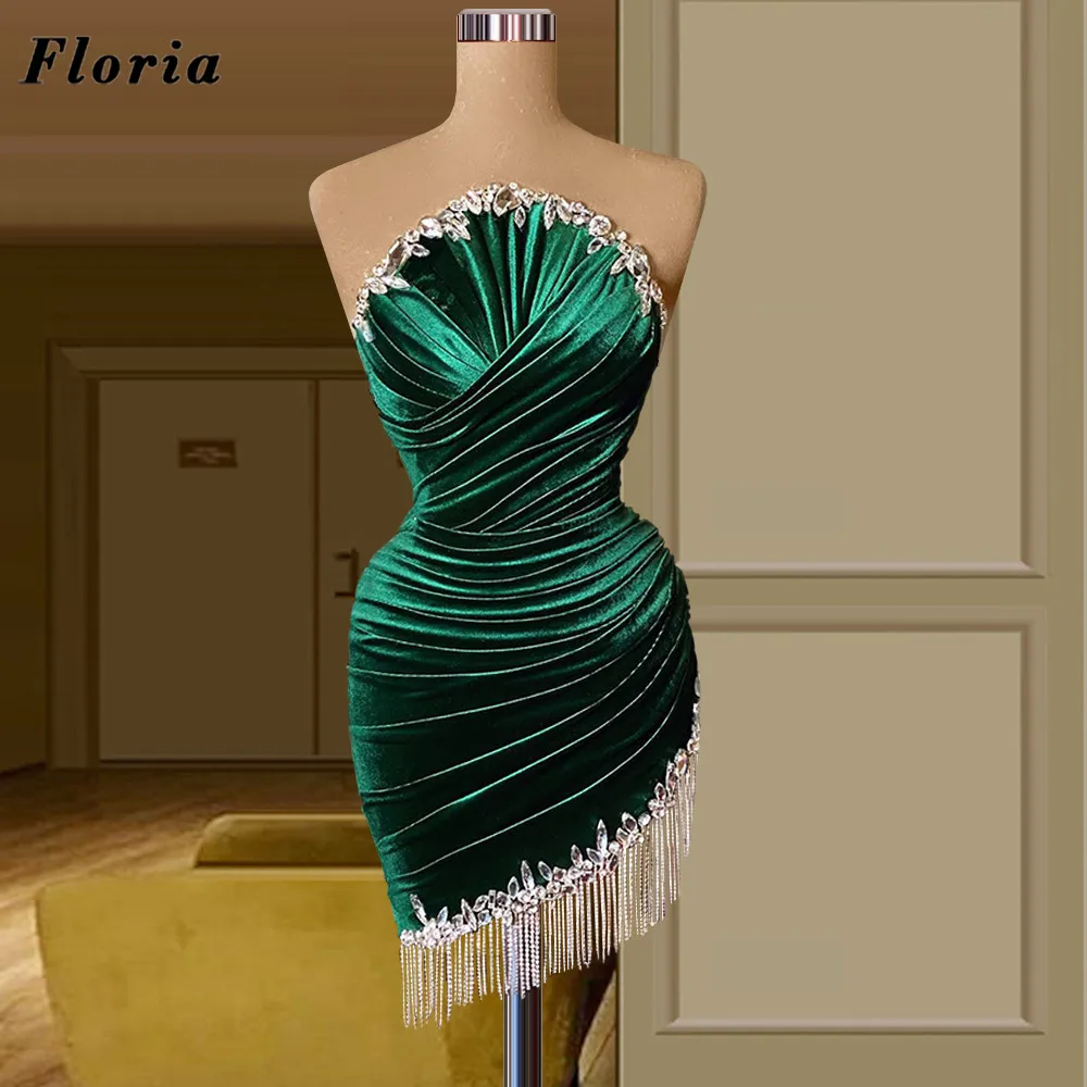 

Женское атласное коктейльное платье с бисером, зеленое мини-платье с бахромой, 2022