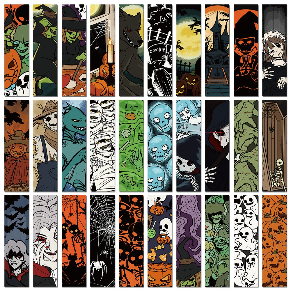 Imagem -06 - Engraçado Halloween Paper Bookmarks Abóbora Fantasmas Página de Leitura Marcadores de Livros Cartão Bookmarks Presente Criativo para Crianças 30 Pcs