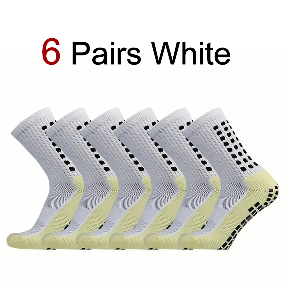 1/6 Pairs Outdoor Silicone Anti Slip Sports Football Socks Fashionable Sweat Absorbing Breathable Odor Proof Mid Tube Socks