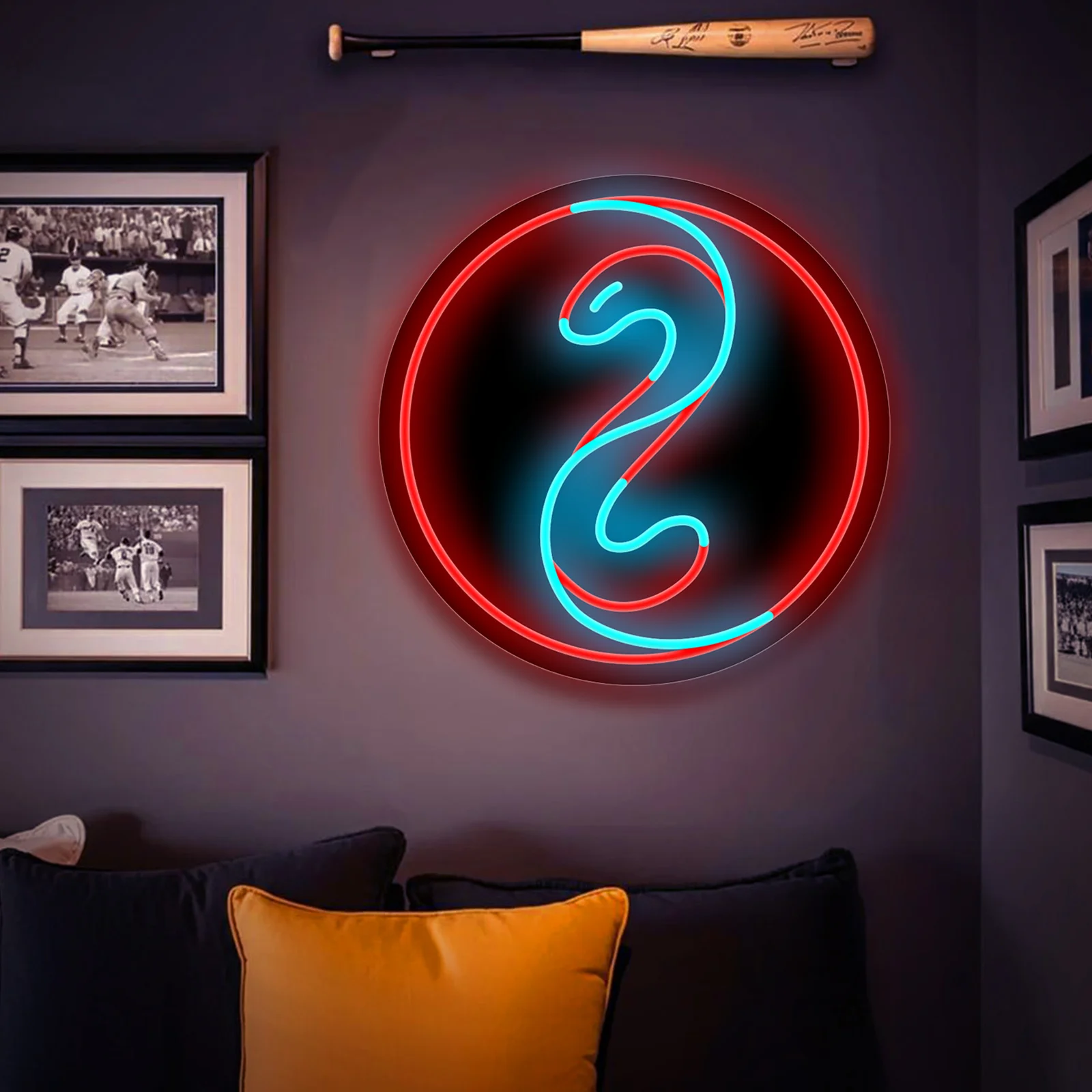 Circle Snake Dimmable LED Neon Sign USB Wall Light for Trendy Bedroom Tattoo Studio Boutique Theme Party Wall Decor Holiday Gift