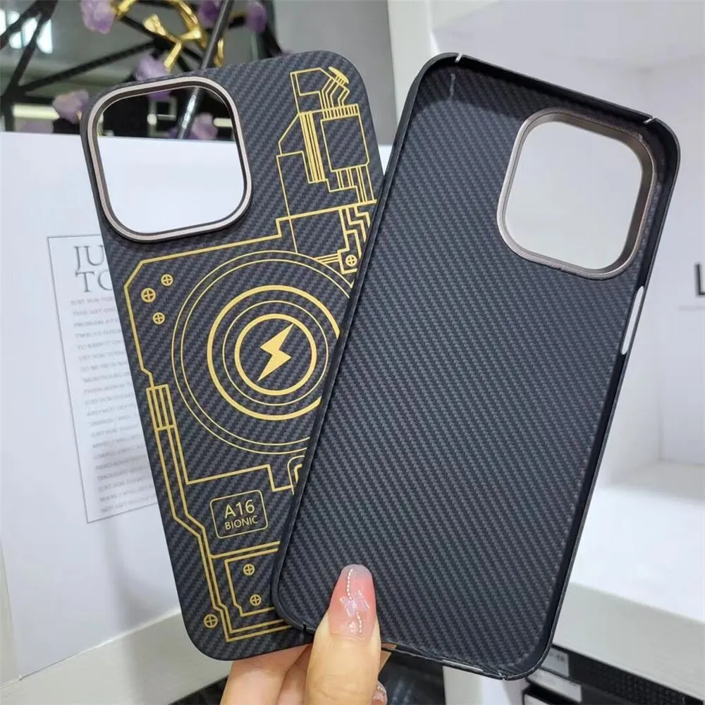 

Genuine Carbon Fiber Aramid Case for iPhone 14 Pro Max 14Pro Circuit Board Armor Cover