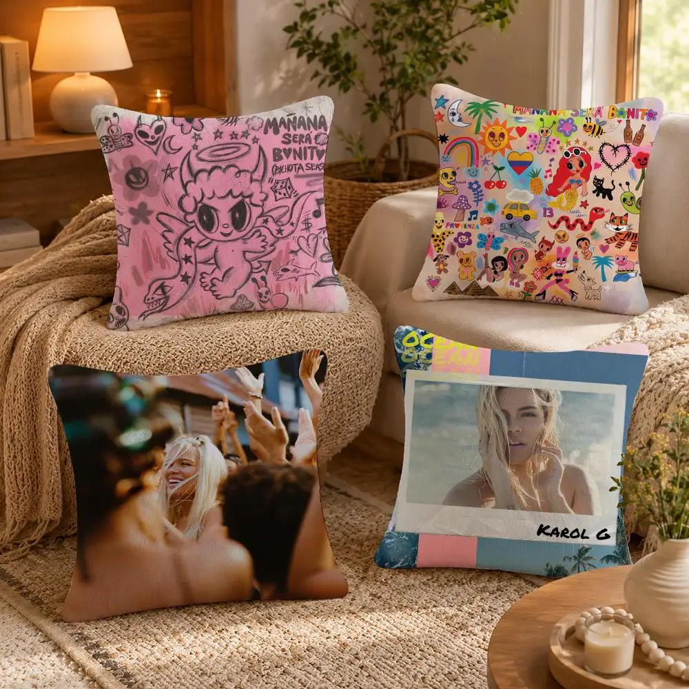 K-Karol G M-Manana Sera Bonito Cushion Cover Soft Short Plush Pillow Case Double Sided Print Washable Sofa Bed Home Decor Gift