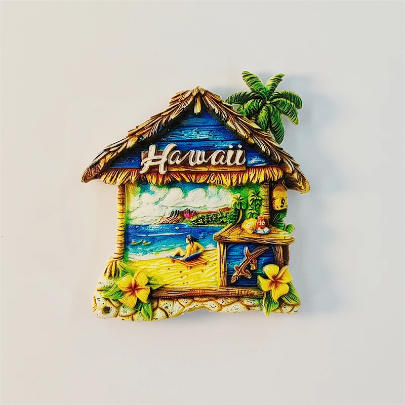 America，Hawaii，cottage，3D Stereoscopic，Tourism souvenirs，Resin painting，decoration home，collection，refrigerator magnets