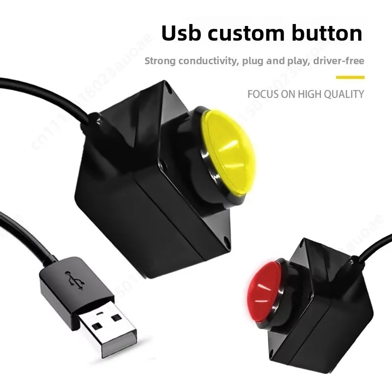 60mm 2m USB Wireless Custom Button, LED Buzzer Remote Switch, Press To Light Up For Computer Shortcut Operation