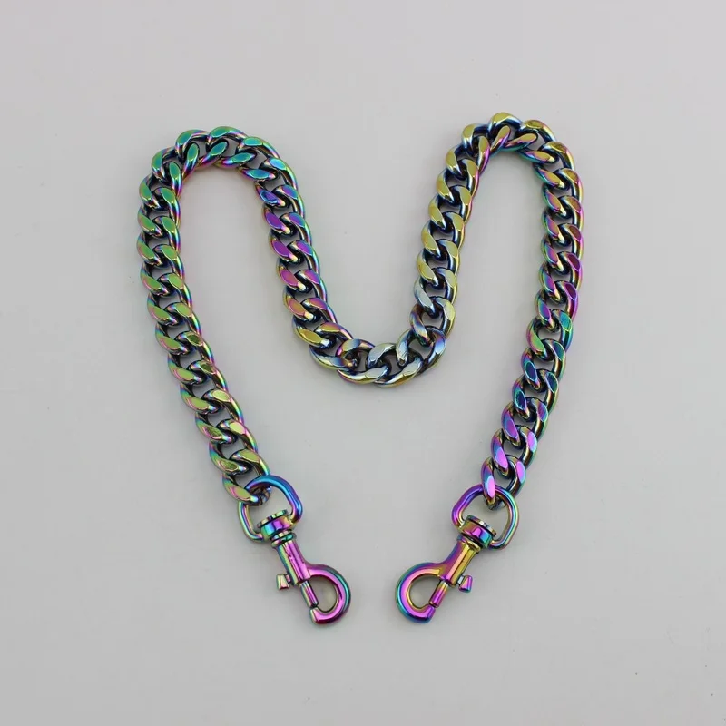 1 peça 13mm anodizado iridescente arco-íris corrente de alumínio para bolsas femininas bolsa carteiras cinta longa corrente