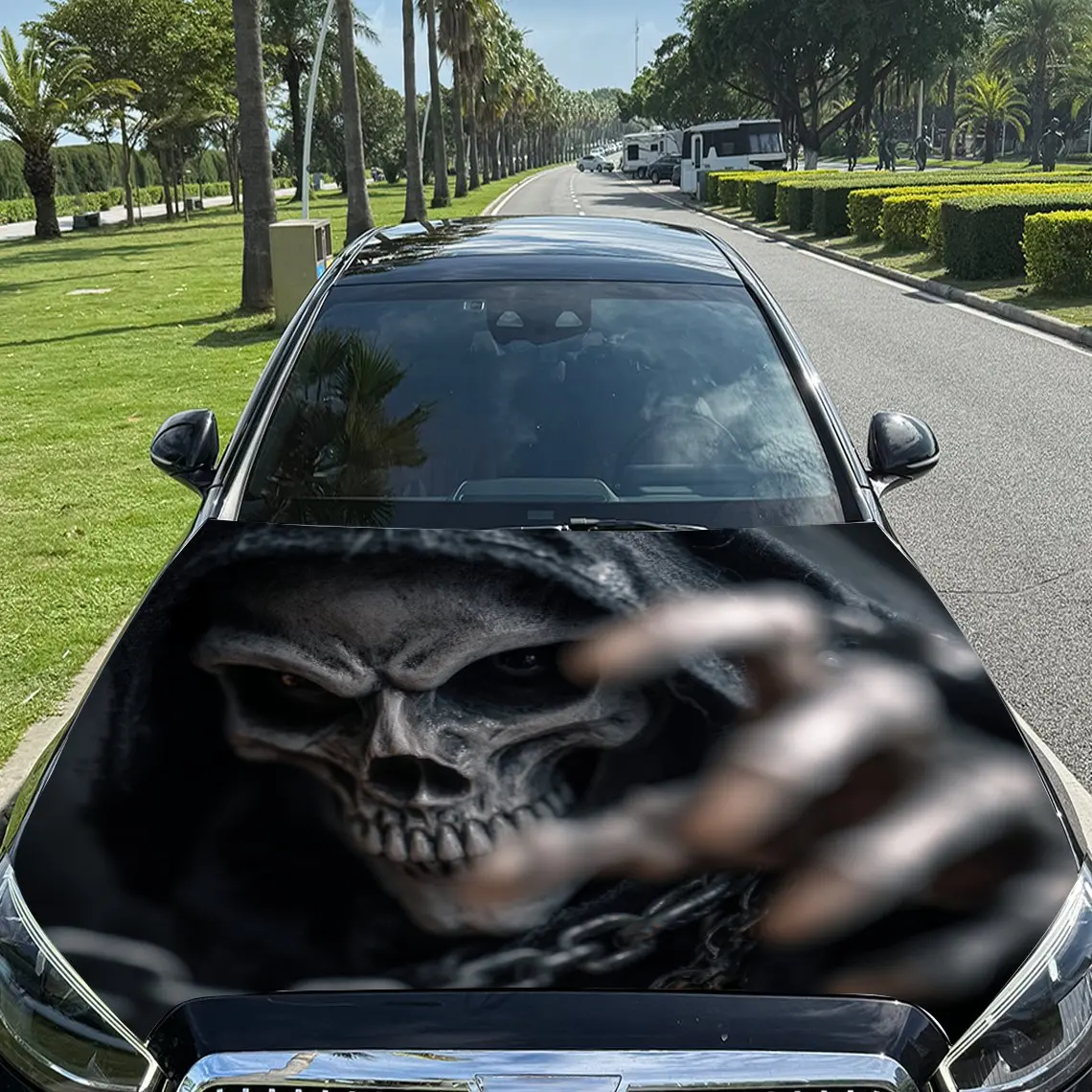 

Наклейка на капот автомобиля со скелетом цепи, прочная виниловая пленка из ПВХ, подходит для большинства автомобилей, защитная пленка на капот в подарок, автозапчасти | Реали