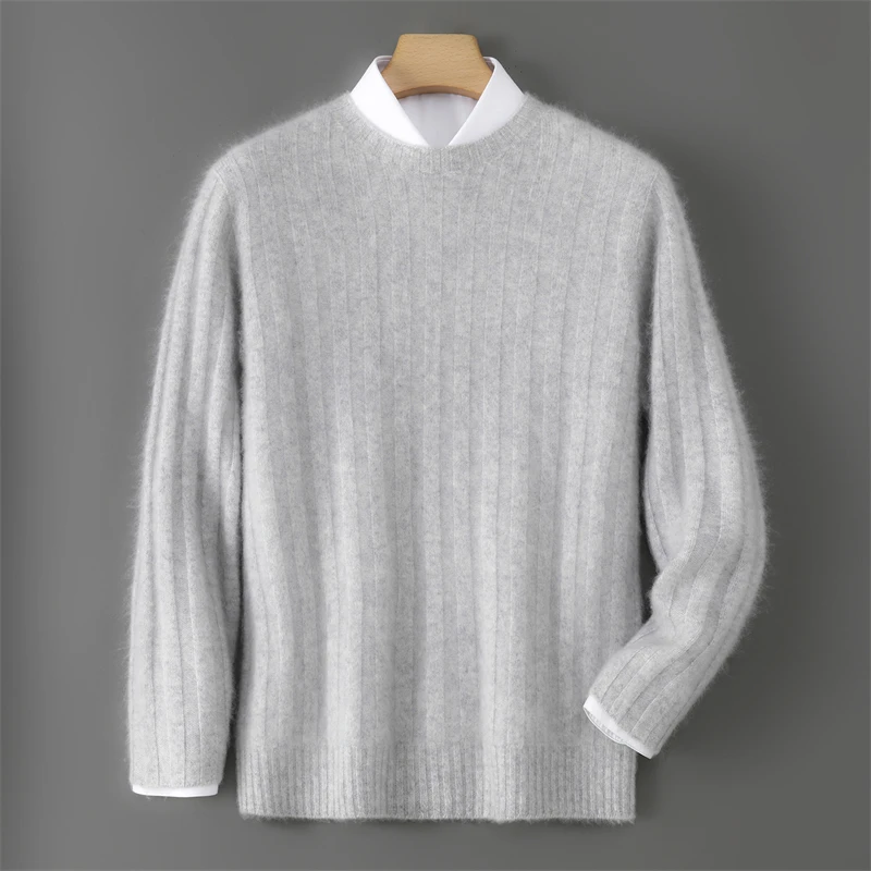 Autumn Winter 100% Pure Wool Men's Sweater Long Sleeve Round Neck Fashionable Minimalist Style First Line Ready to Wear Clothing
