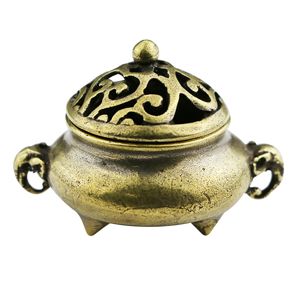 

Brass Incense Burner Aromatherapy Censer Compact Size Practical Bedroom Study Office Sauna Desktop nament Decorative