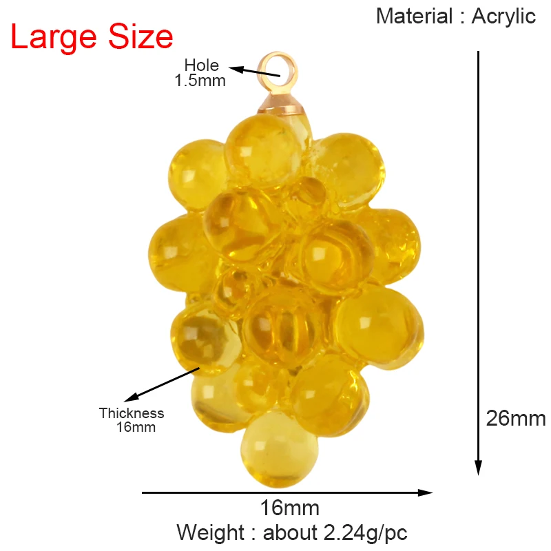 Arylic 3D Obst Erdbeere Traube Mango Durian Wassermelone Kirsche Granatapfel Charm Anhänger, Schmuck Halskette Armband Versorgung S18 – Detail 35