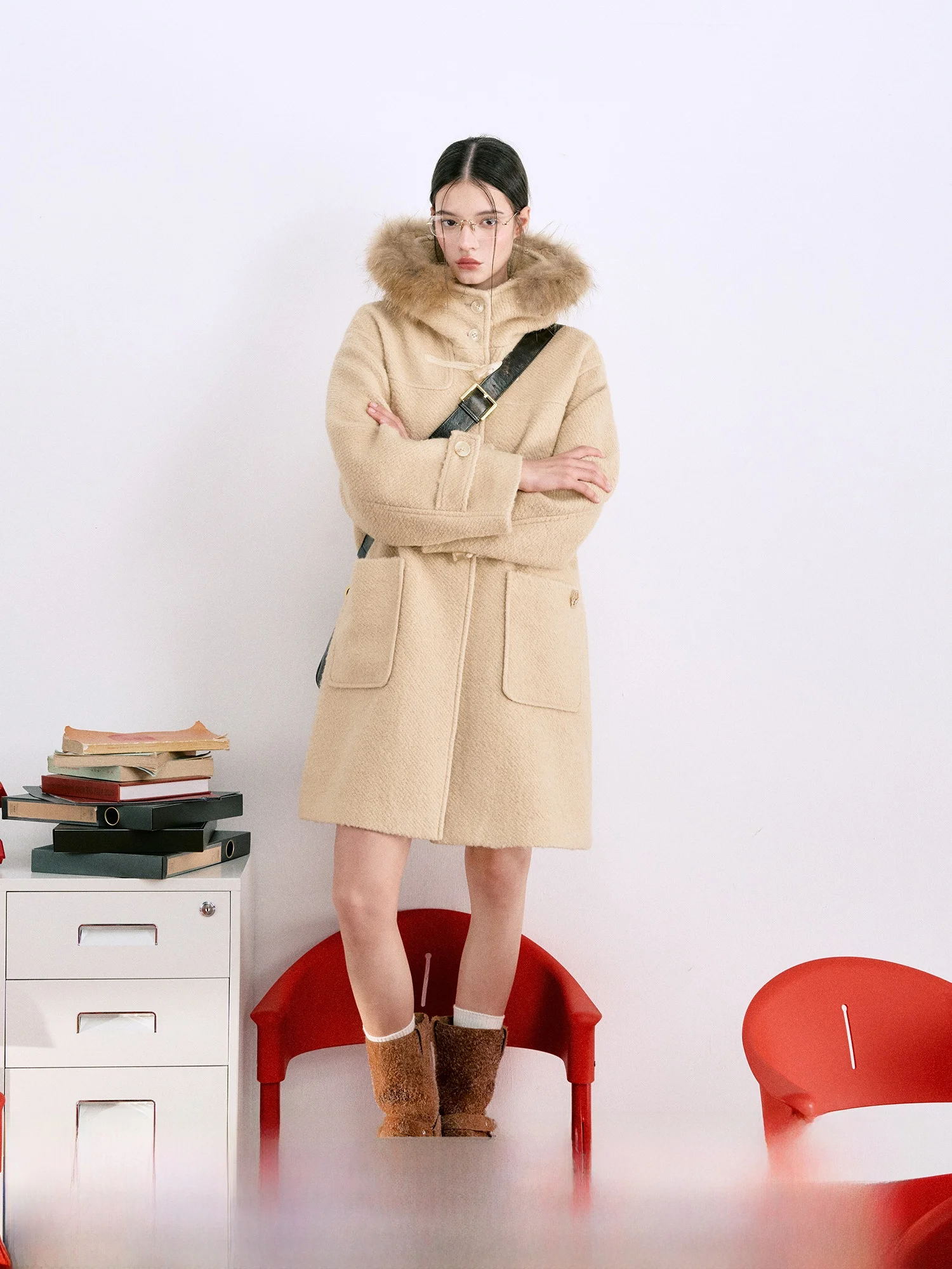 

LaluneDuCiel шерстяное пальто с пуговицами в стиле ретро, твидовое женское осенне-зимнее свободное пальто средней длины, корейское твидовое пальто для поездок на работу