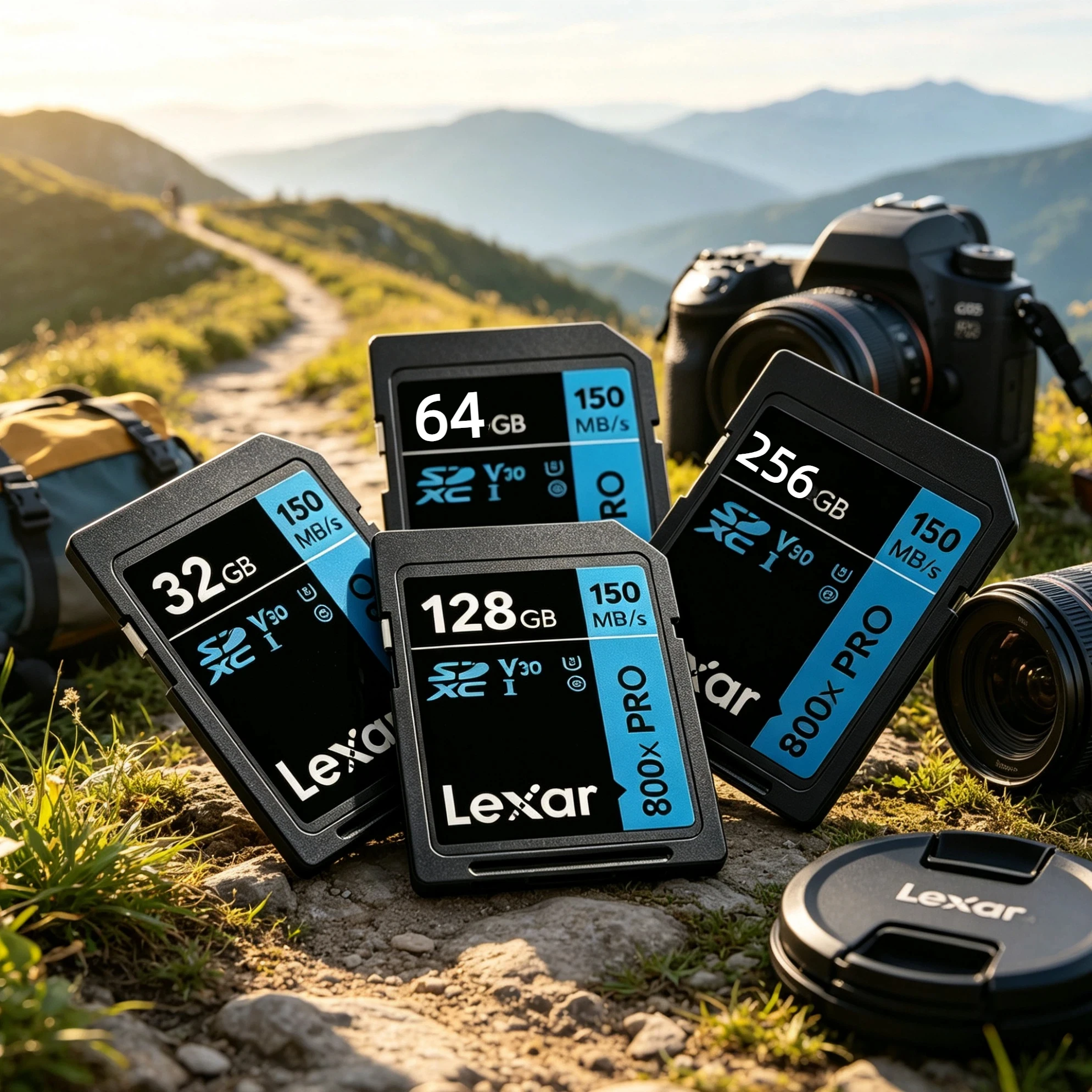 Camera SD Card 128GB Lexar SDXC UHS-I 800x Pro V30 U3 Class 10 Read 150MB/s 4K Video Memory Card for DSLR Photography Storage