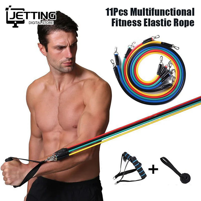 TPE المقاومة الفرقة مجموعة اللون شريط لياقة بدنية سحب حبل شريط تدريب مرن مع مرساة الباب مقابض حقيبة حمل الساقين الكاحل الأشرطة