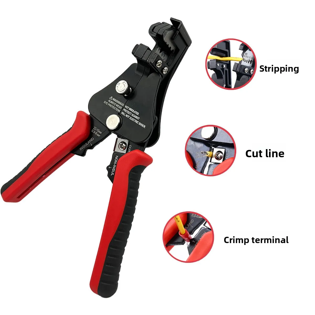 Multifunctional Wire Stripper Stripping Range 0.8-8mm AWG18-8 With Thread Trimmer & Terminals Crimping Pliers Electrician Tools
