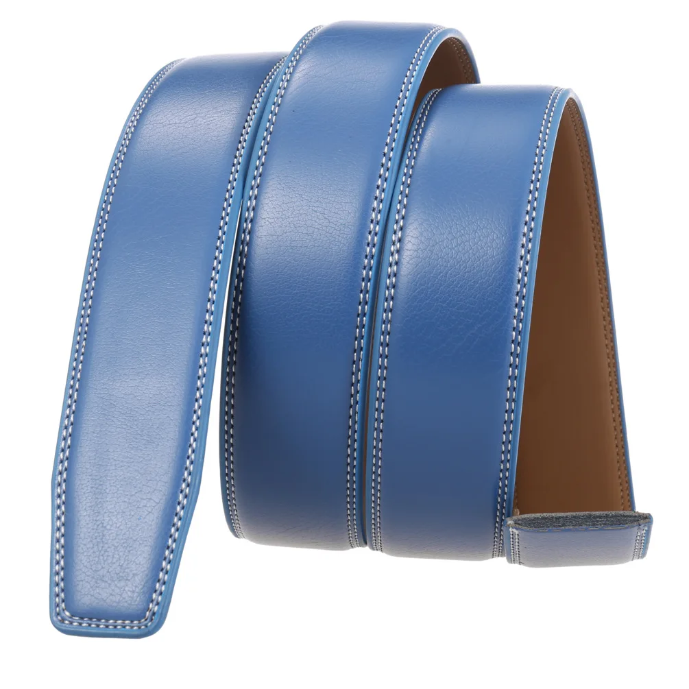 3.5 センチメートル幅本革自動ベルト本体バックルなしストラップバックルなしベルト男性高品質男性ベルト 95-130 センチメートル