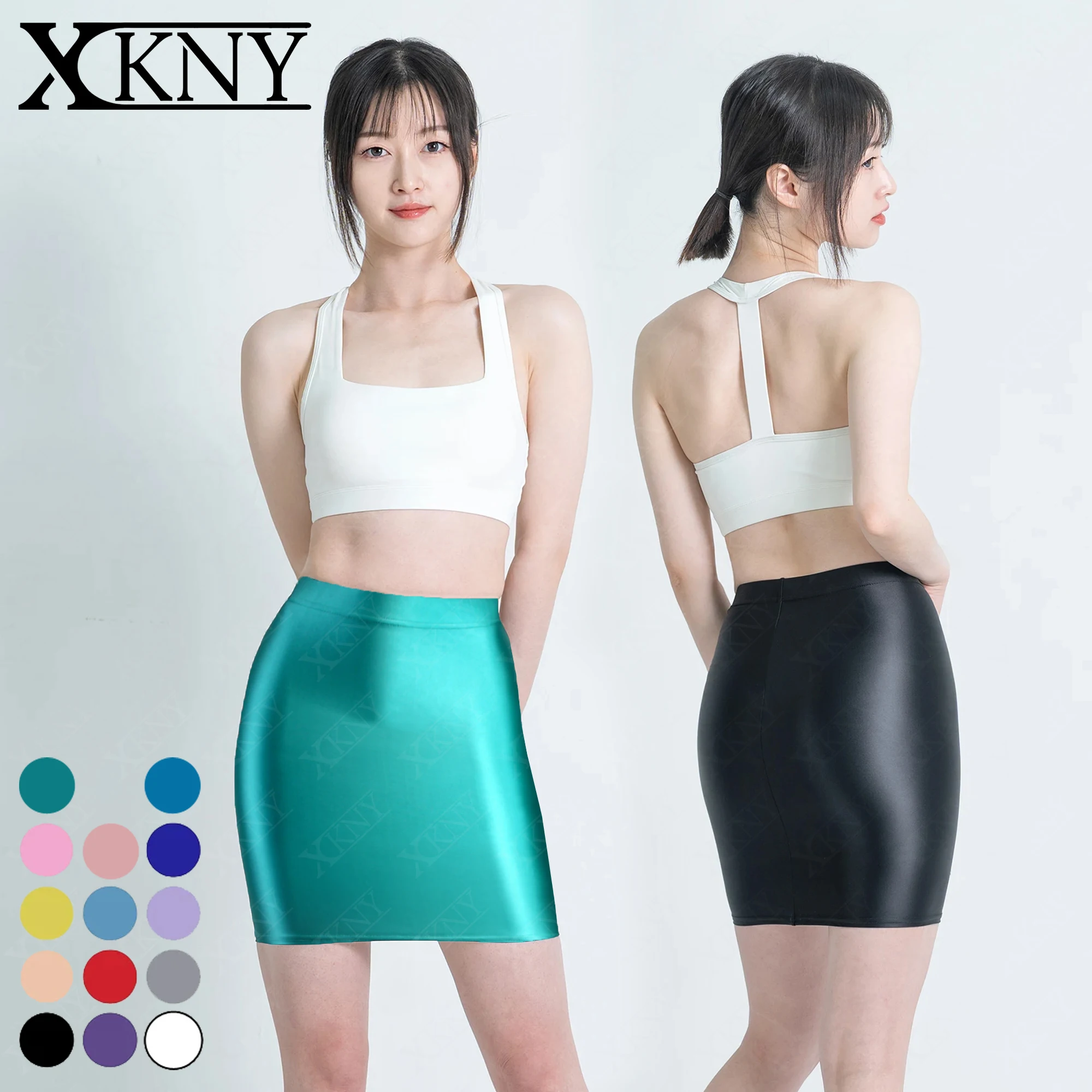 XCKNY glossiness series Skirt Elastic satin Glossy Skirt oil Smooth One Step Skirt Elastic Silk Smooth Slim Half Skirt