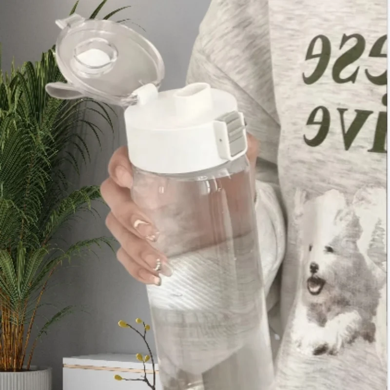 1pc Portable Sports Fitness Large Capacity Transparent Cup, Outdoor, Travel, Office Essential Water Bottle