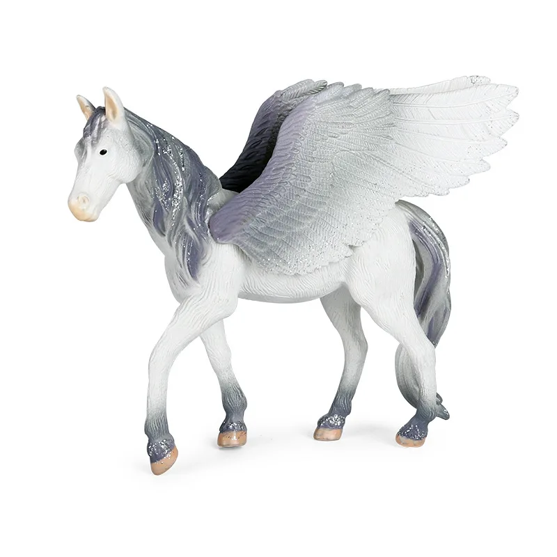 14*4*10.5cm Simulation Animal Mythology God Horse Grey Unicorn God Animal Model Pegasus Decoration Toy Decoration