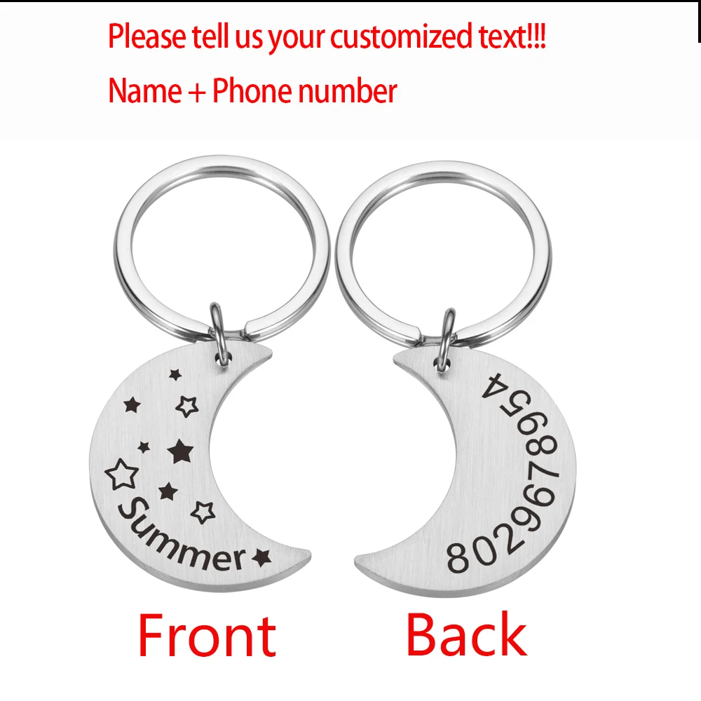 Personalized dog ID tag Customized Name Phone number Original Keychain Moon Shape cat dog puppy collar pet accessory 2023