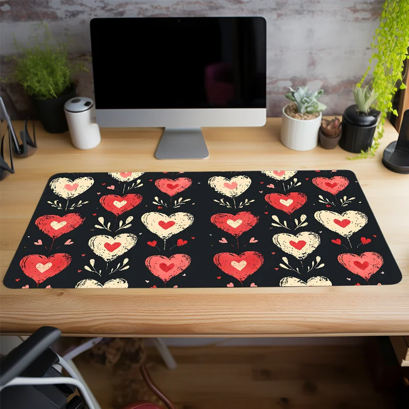 Vintage Hearts Mouse Pad Computer HD Desk Mat Keyboard Pad Rubber Non-Slip Gift for Friends Teens Girlfriend Boyfriend Workers