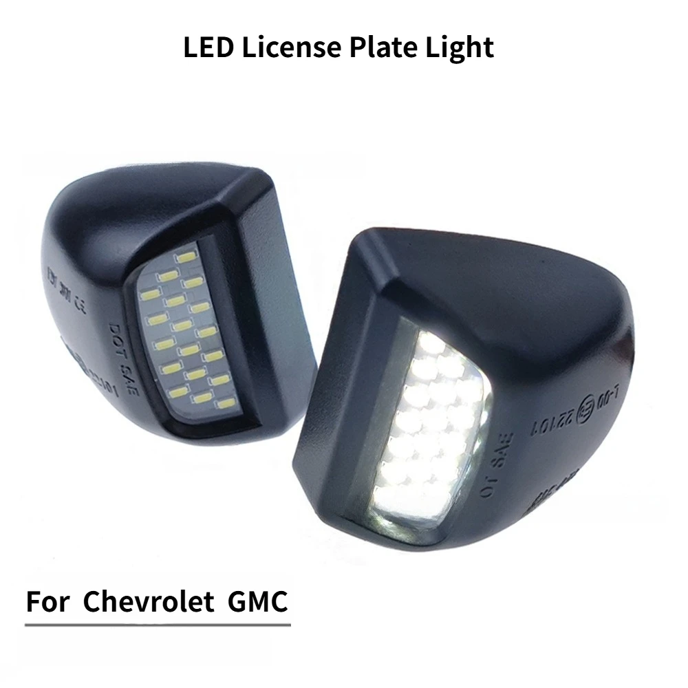 2pcs LED License Plate Lights for Chevrolet Silverado, GMC Sierra & Cadillac Pickup Trucks