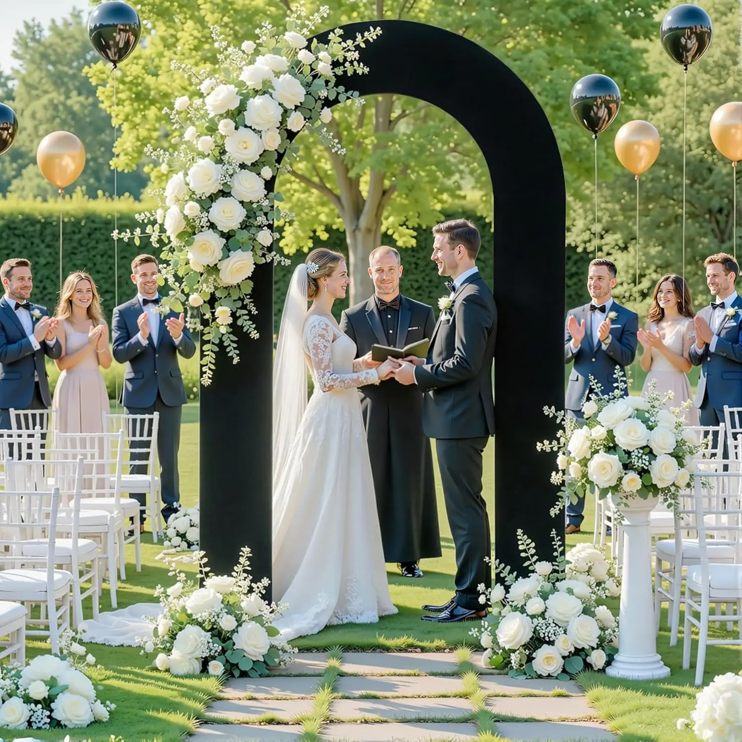 7/7.2Ft Spandex U-Shaped Arch Backdrop Cover for Birthday Baby Shower Wedding Party Decor Stretchy Open Double-Sided Stand Cover