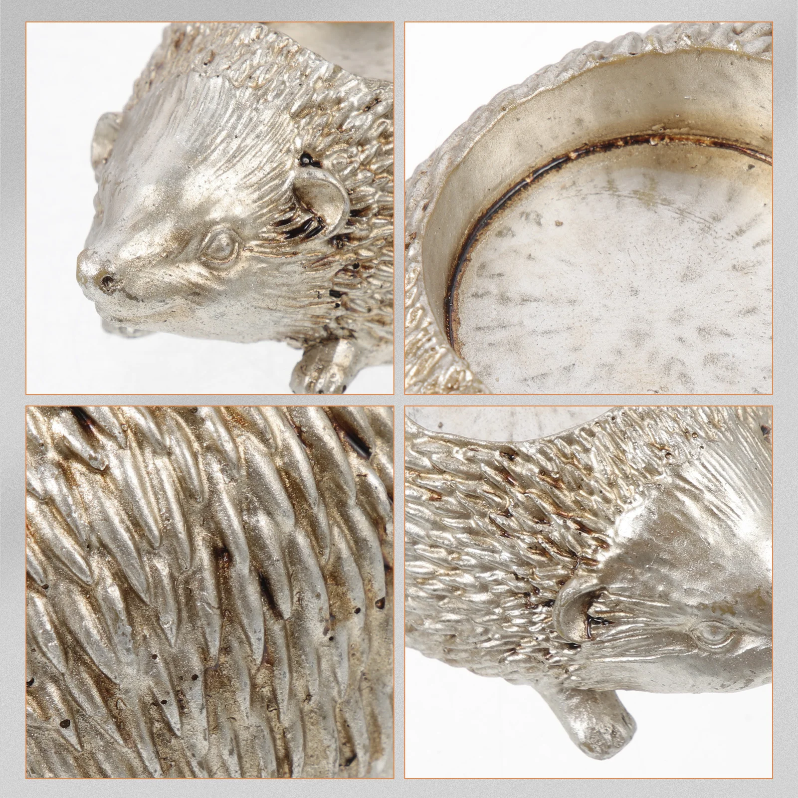 

Resin Hedgehog Shaped Holder Decorative Desktop Tealight Holder for Home Bar Thanksgiving Halloween Christmas
