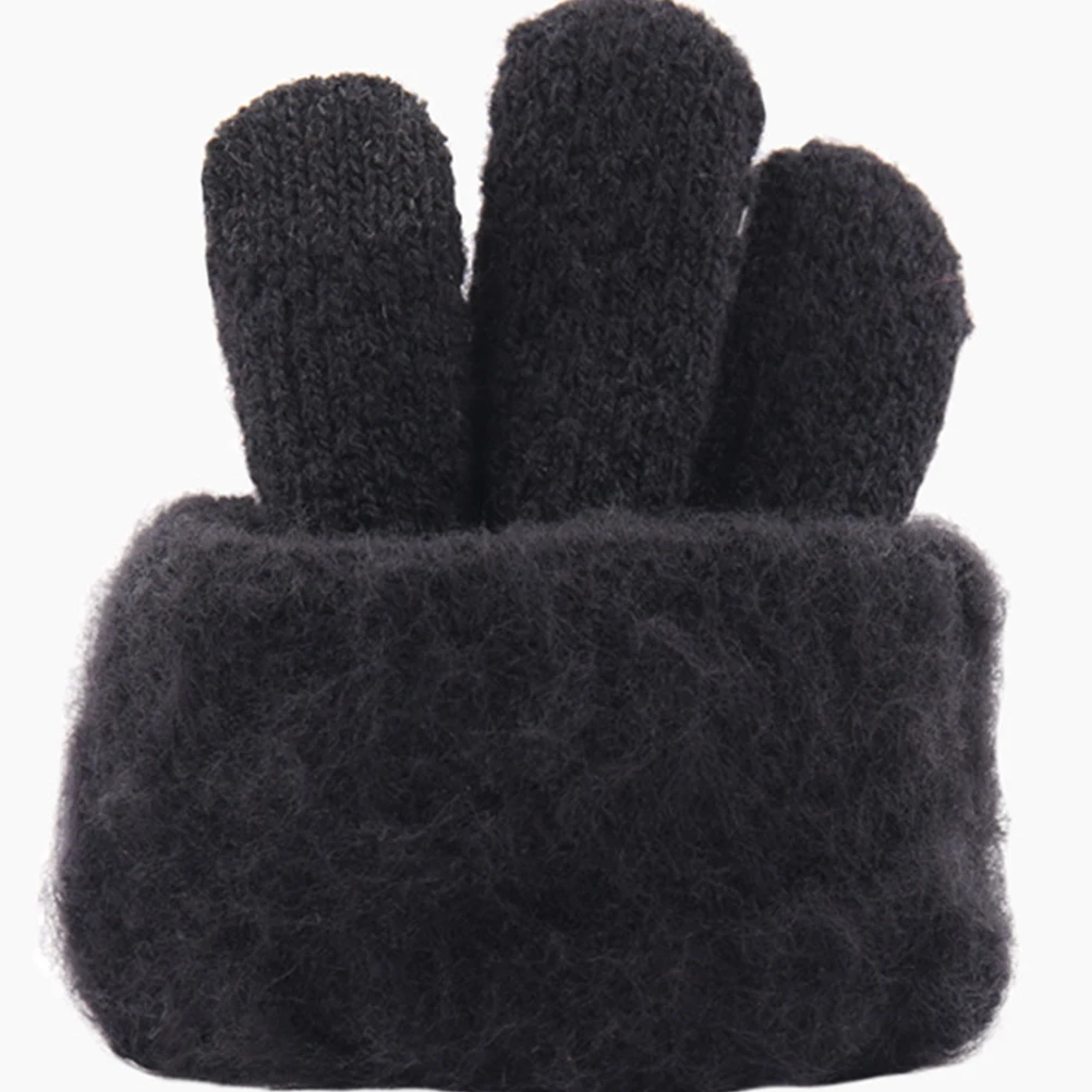 

Screen Gloves Fleece Lined Double Layer Winter Hand Warmers for Men Black Insulated Windproof Telefingers Mittens