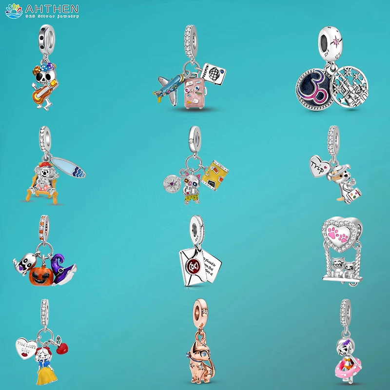 

Ahthen 925 Sterling Silver Hot Sale Beads Letter,Halloween,Cat,Dog,Girl,Kangaroo Charms fit Snake Chain Bracelets Or Necklaces