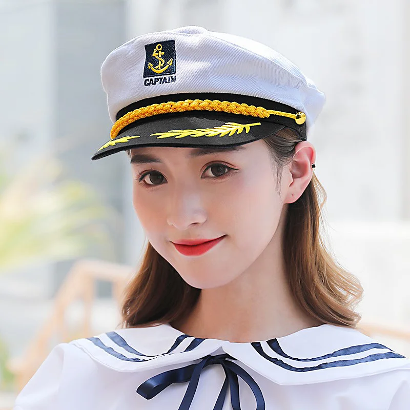 Adult Yacht Sailor Captain Hat Adjustable Men\'s and Women\'s Party Hat Makeup Ball Dressing Event Excellent Stylish Accessories