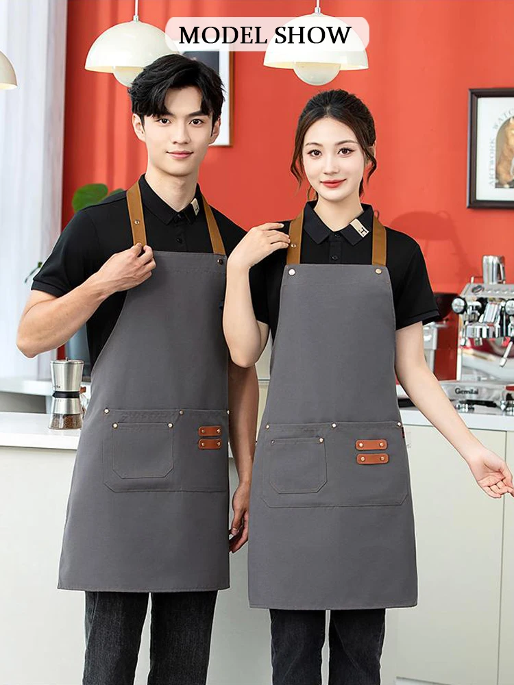 Premium Waterproof Canvas Neck Apron - Adjustable Oil-Resistant Design with Full Protection for Hot Pot Restaurant Kitchen Staff