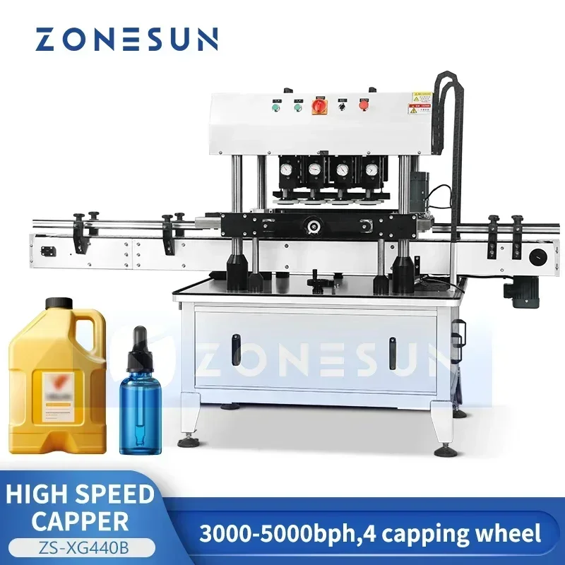 Zonesun High Speed Fully Automatic Capping Machine  Spindle Screw Capper Cap Sealing Machine ZS-XG440B
