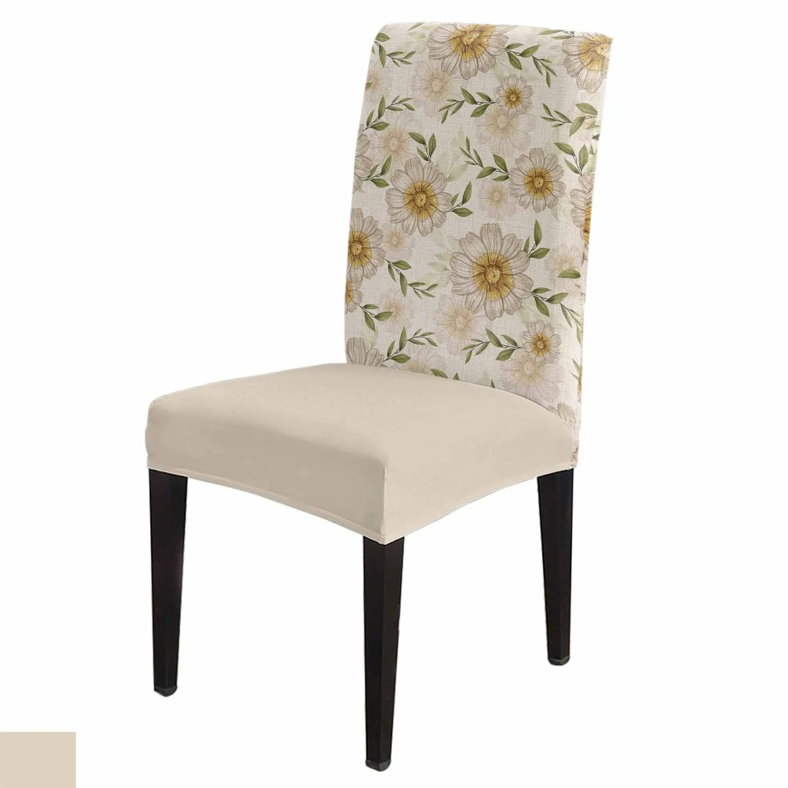 

Plant Daisy Leaves Watercolor 4/6/8PCS Spandex Elastic Chair Case For Wedding Hotel Banquet Dining Room