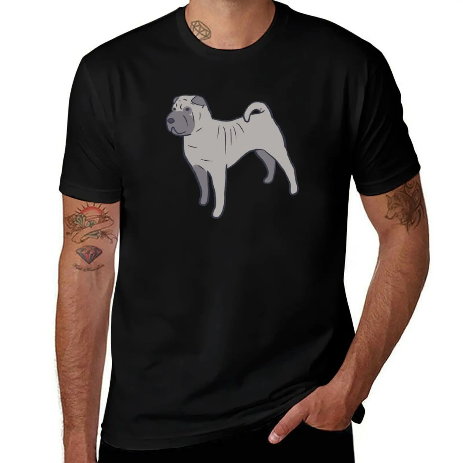 shar pei dog art T-Shirt blanks animal prinfor boys mens t shirts casual stylish