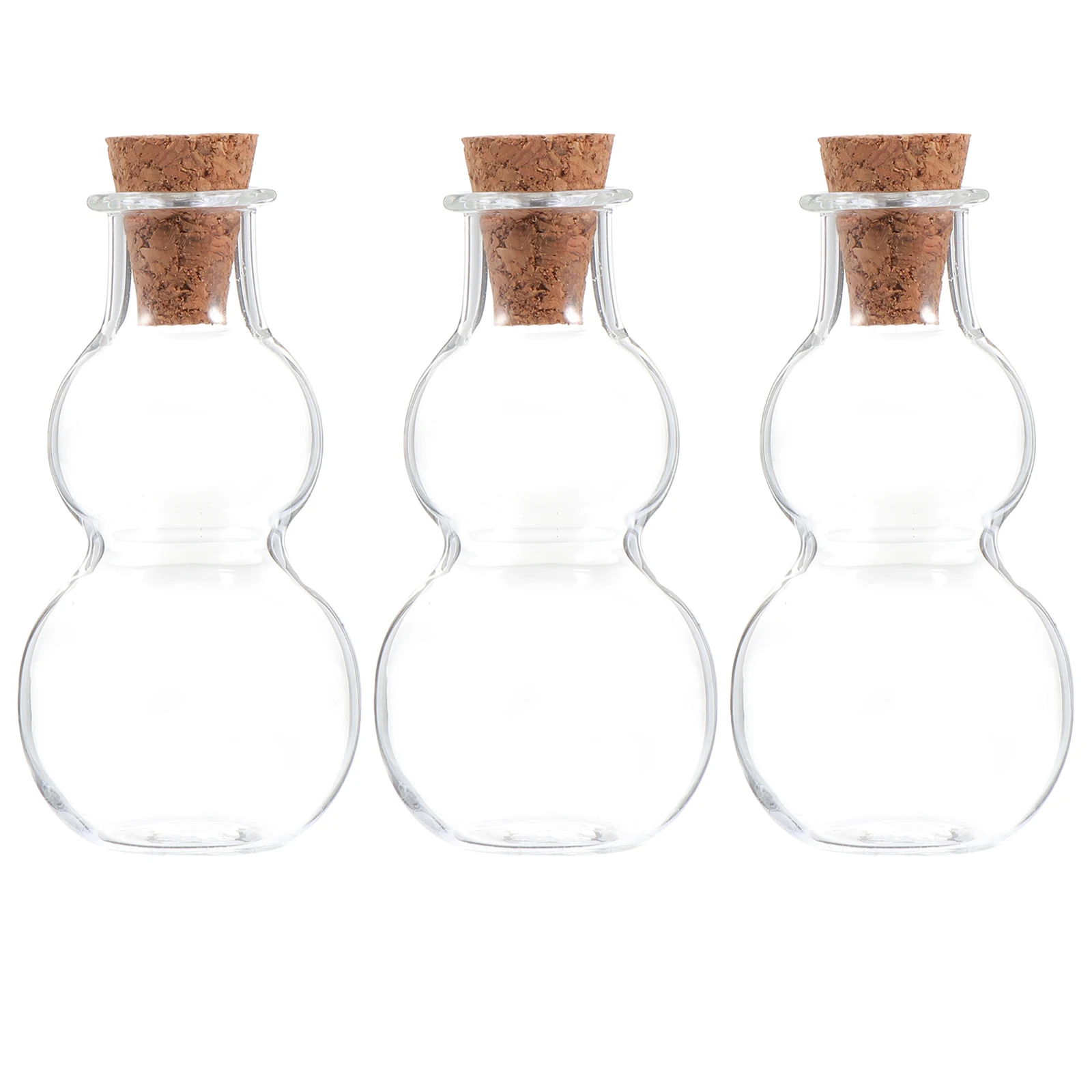 

3 Pcs Cute Gourd Wishing Jar with Cork Stash Transparent Pendant