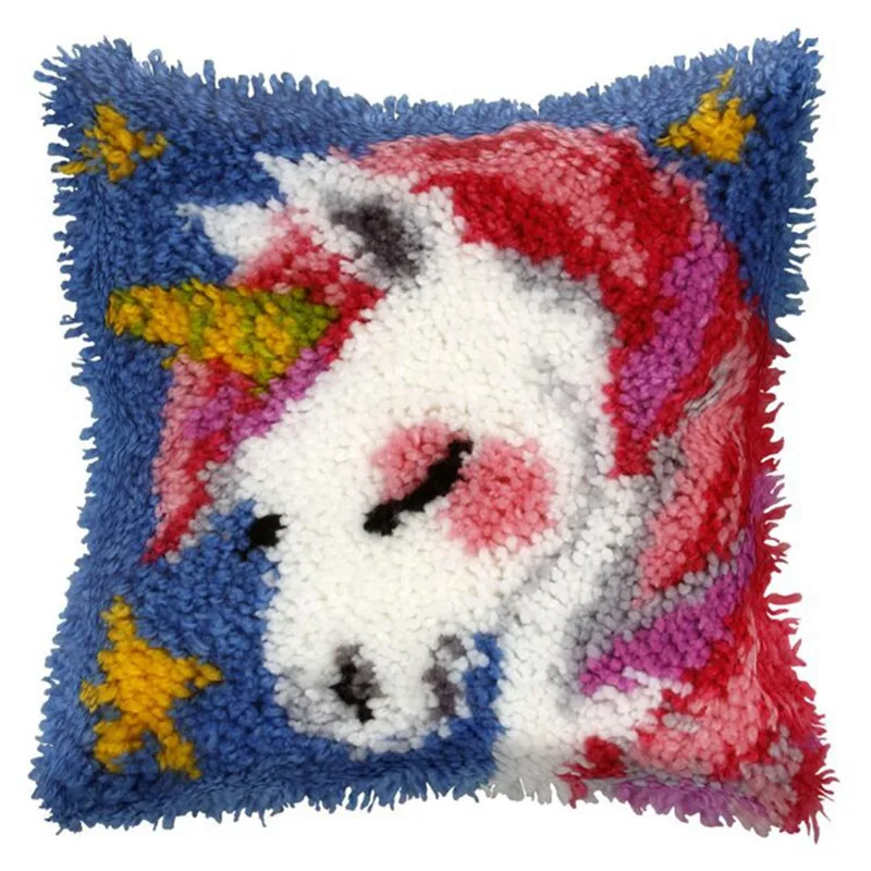 Cat Embroidery Pillow Coarse Wool Hand Knitted Cross Stitch Latch Hook Kit Carpet Embroidery Material kussen borduren kruissteek