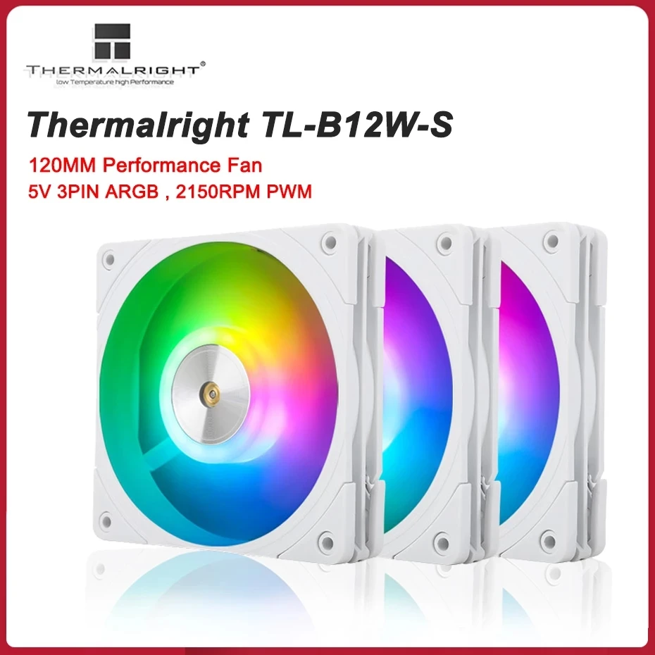 

Thermalright TL-B12W-S 120MM Computer Case Fan 5V 3PIN ARGB CPU Cooler Fan 4pin PWM Adjust Speed Mute Fan