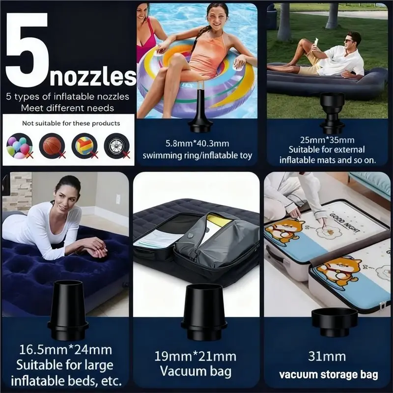 AA73 Portable Mini Electric For Air Pump 1Set-Cordless For Air Mattresses, Vacuum Storage Bags, And Swim Rings