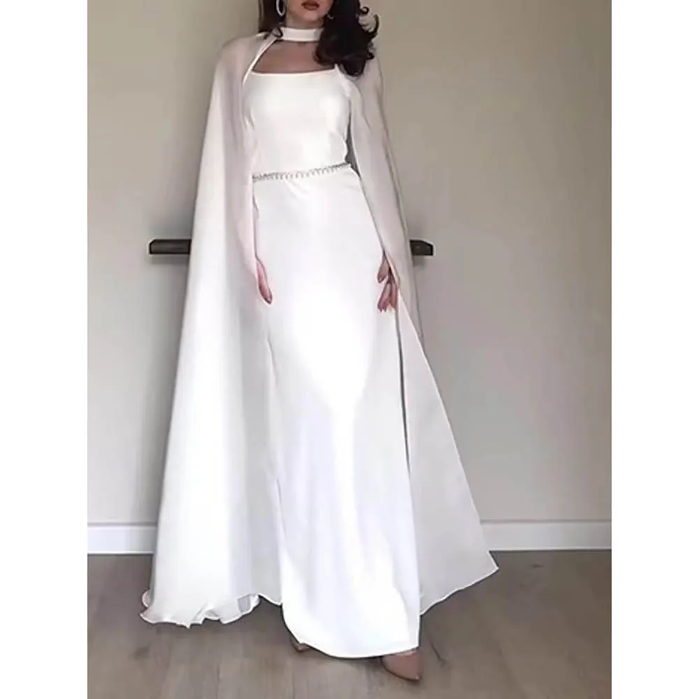 2024 Sexy White Chiffon with jacket New Formal Party Dress New Elegant Floor-Length  Prom Gown