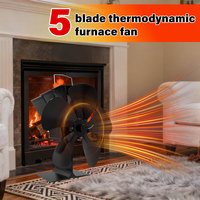 Black Fireplace 5 Blades Heat Powered Stove Fan Log Wood Burner Ecofan Quiet Home Fireplace Fan Efficient Heat Distribution