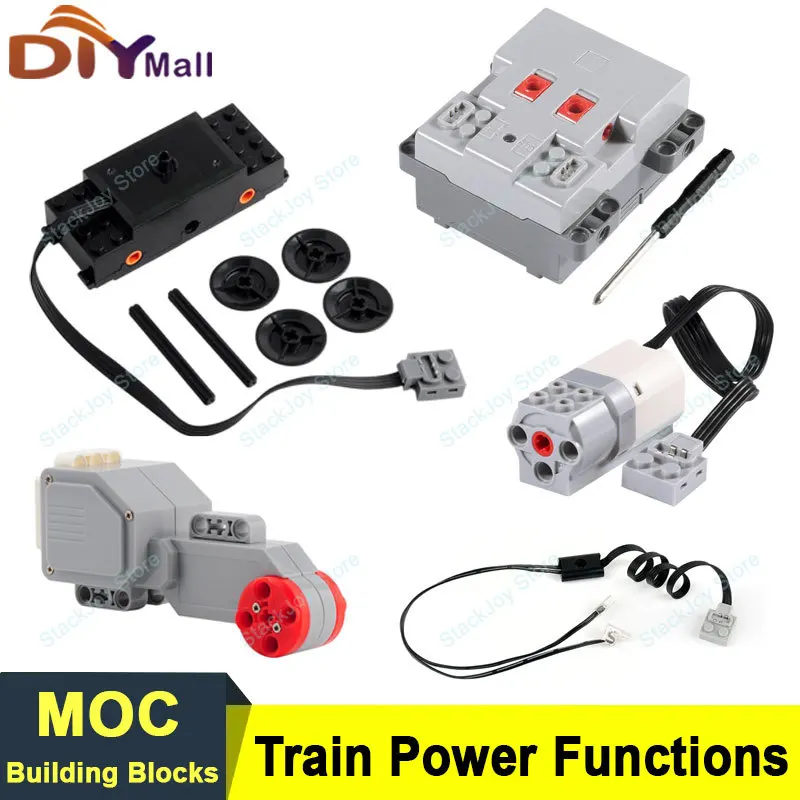 

MOC Train Power Functions Motor Kit Roller Coaster Battery Case PF Connector Train Motor for Technic Building Blocks Robotics