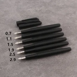 6pc Parallel Fountain Pen Frosted Black Ink Pen Gothic Arabic Italic 0.7/1.1/1.5/1.9/2.5/2.9mm Nib Office Supplies Pens