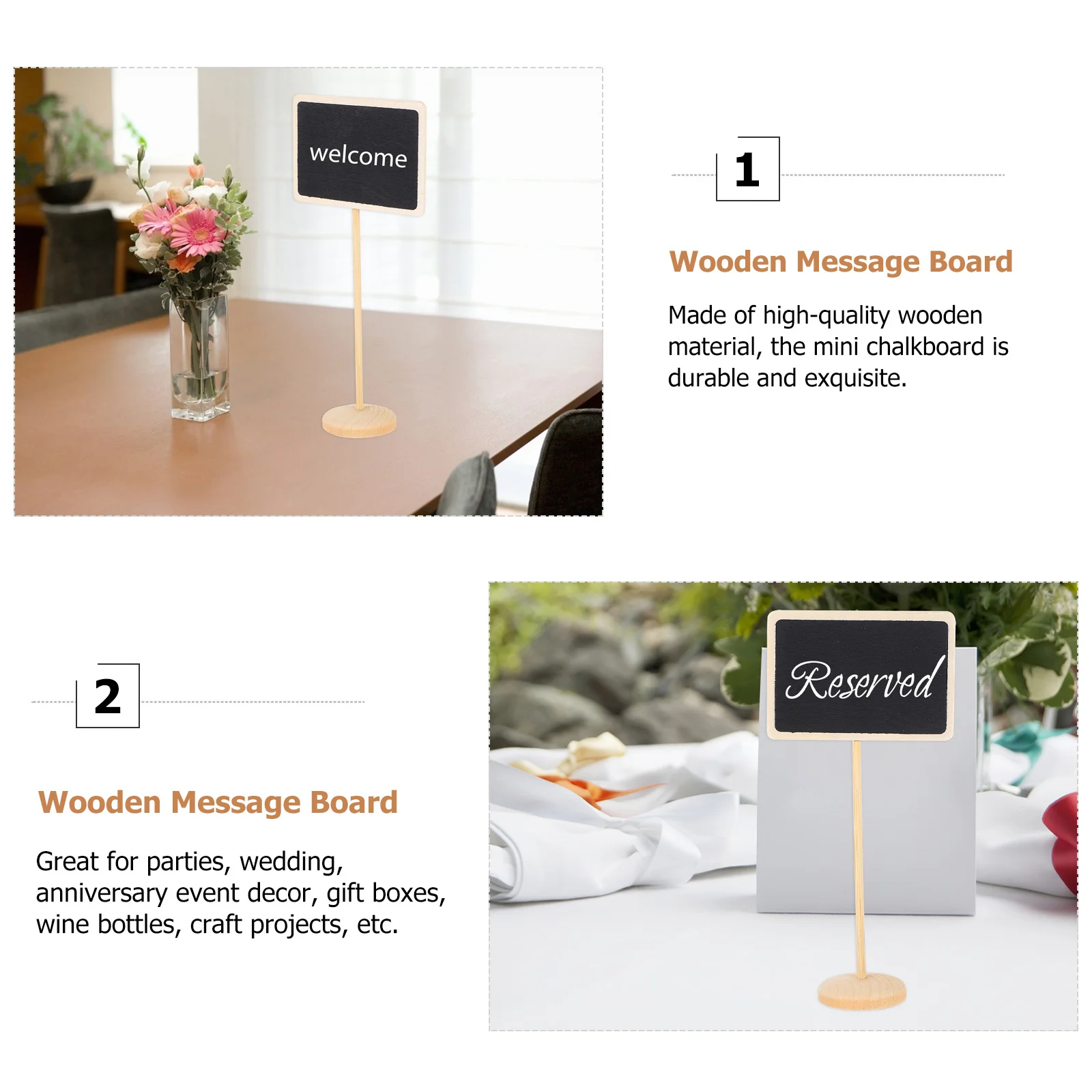 

10 шт. деревянные мини-доски, прямоугольные маленькие таблички для досок, доски для объявлений для украшения свадебной вечеринки, мини-вывеска для классной доски