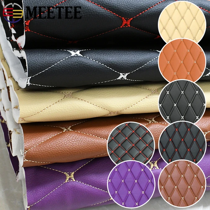 

45/90x160cm Sponge PVC Synthetic Leather Fabric Car Interior Seat Cushion Plaid Fabrics Decor Materials DIY Sewing Accessories
