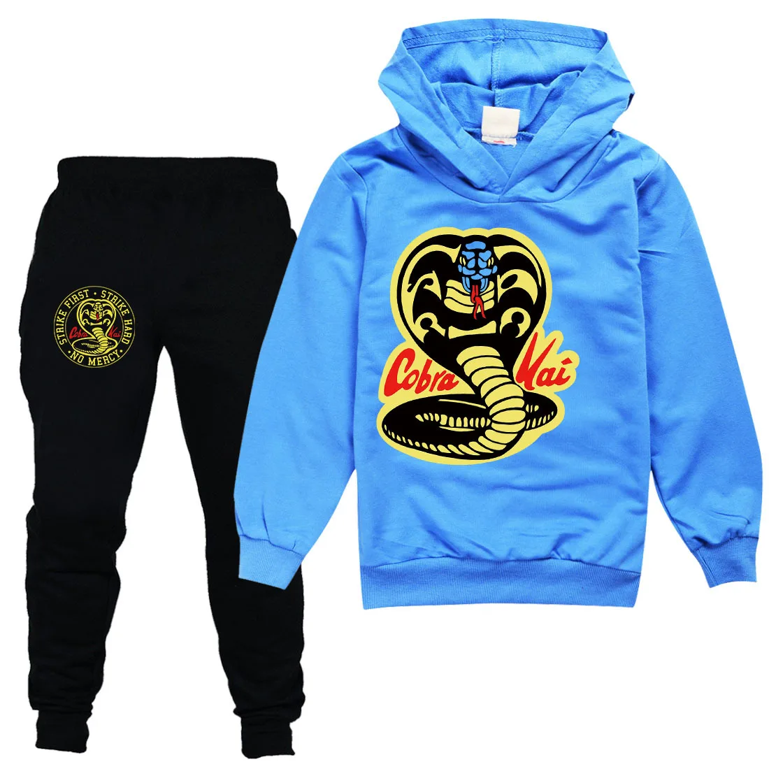 Cobra Kai Print Boys Girl Clothing Sets Children Fashion Long Sleeves Hoodies+Pant Set Kids Clothing Fall Sports Suit Tracksuit