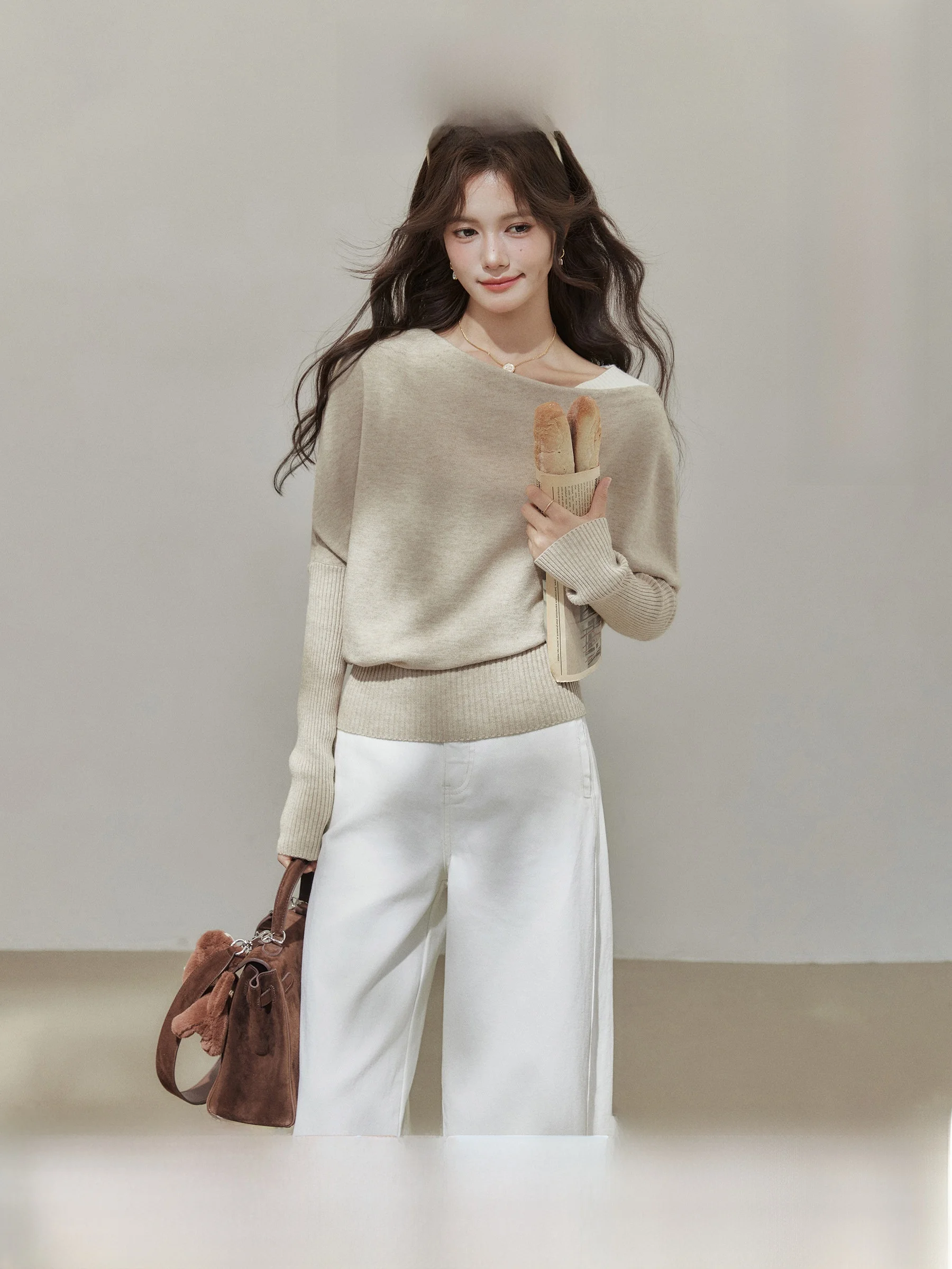 

Early Autumn Knitted Sweater Soft Miss oulder Bared Inner Wear Winter Loose Fit Casual Sle Women's Long Sve round Ne...