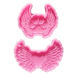 DIY Love Angel Wing Keychain Mold Handmade Keychain Decorative Pendant Silicone Mould Jewelry Bag Charms Ornament Casting Tool